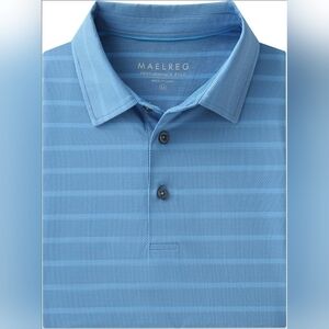 NWT MAELREG Men's Short Sleeve Dry Fit Polo, Casual Striped Moisture Wicking 3XL